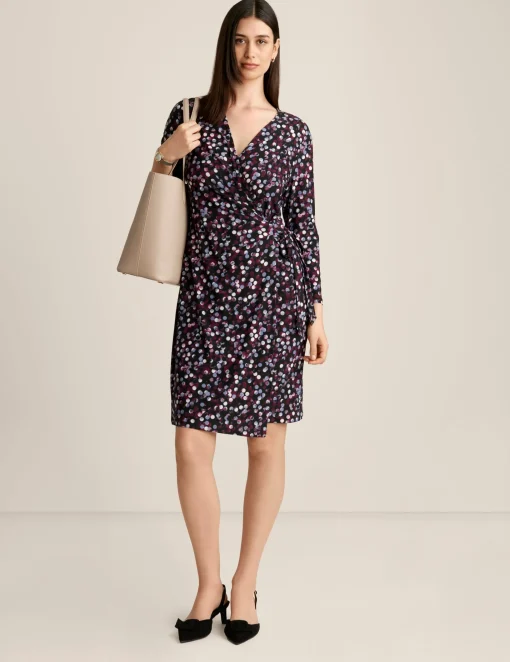 Sale Anne Klein Classic Wrap Dress Deep Plum Multi