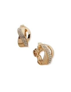 New Anne Klein Clip On Twist Stud Earrings