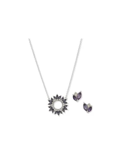 Cheap Anne Klein Cluster Earringb / Necklace Set- Tanzonite