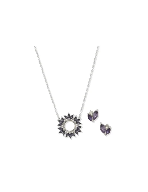 Cheap Anne Klein Cluster Earringb / Necklace Set- Tanzonite