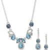 Sale Anne Klein Cluster Pendant Necklace/Earring Set Silver Tone