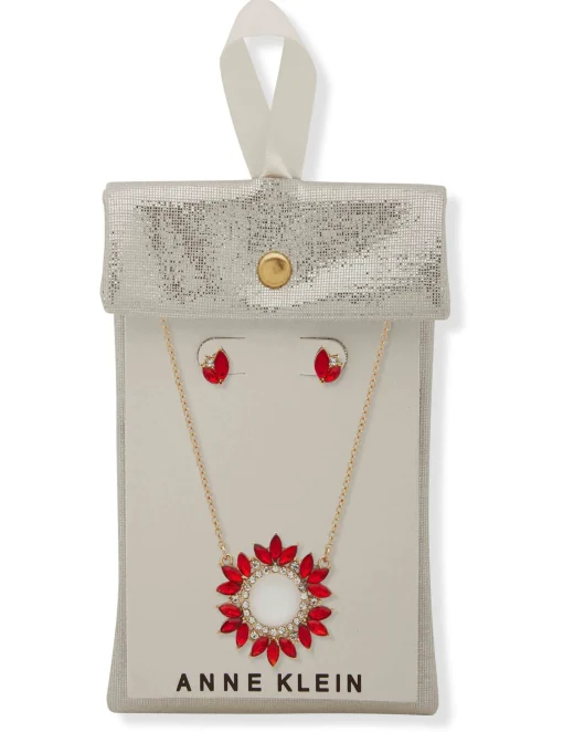 Store Anne Klein Cluster Pendant Necklace/Earring Set