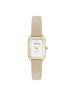 Fashion Anne Klein Consider It Octagonal Leather Band Watch