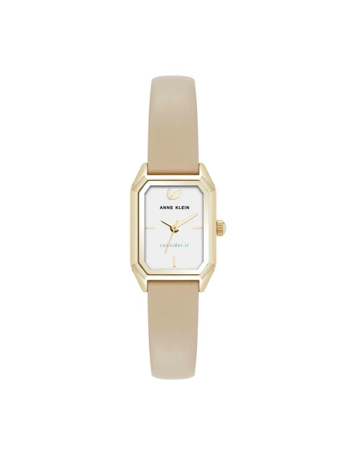 Fashion Anne Klein Consider It Octagonal Leather Band Watch