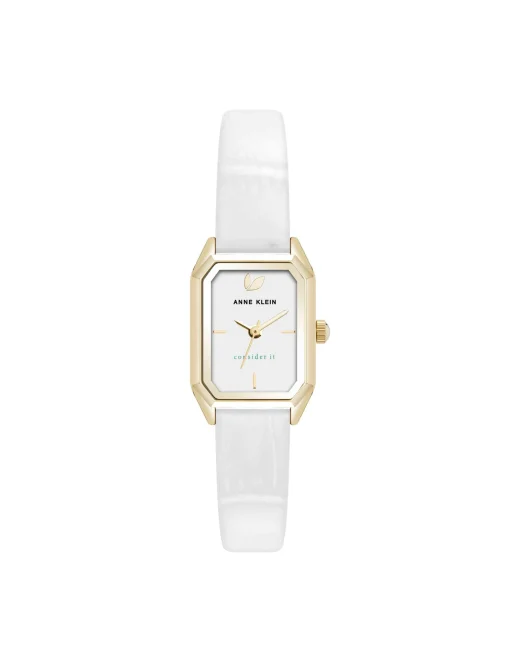 Outlet Anne Klein Consider It Octagonal Leather Band Watch