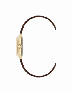 Fashion Anne Klein Consider It Octagonal Leather Band Watch