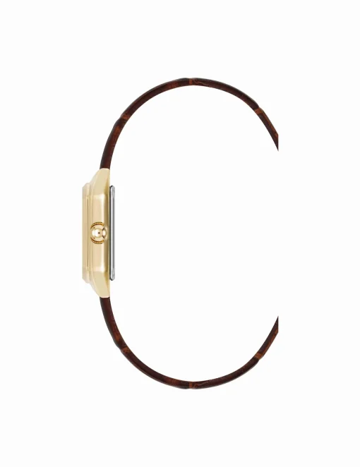 Fashion Anne Klein Consider It Octagonal Leather Band Watch