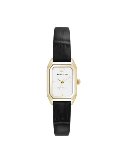 Fashion Anne Klein Consider It Octagonal Leather Band Watch