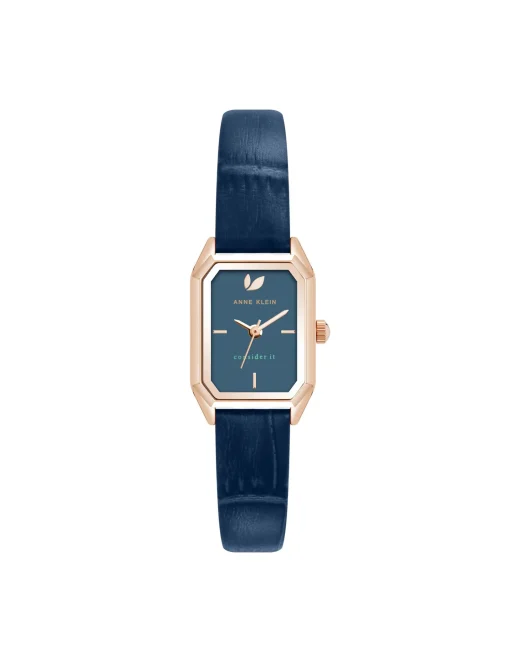Fashion Anne Klein Consider It Octagonal Leather Band Watch