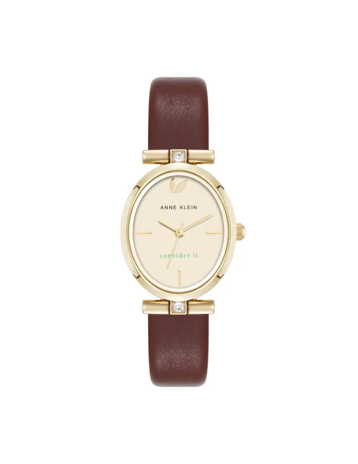 Store Anne Klein Consider It Oval Case Leather Watch