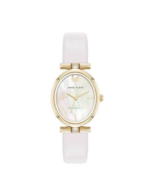 Fashion Anne Klein Consider It Oval Case Leather Watch