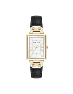 Hot Anne Klein Consider It Rectangular Case Leather Watch