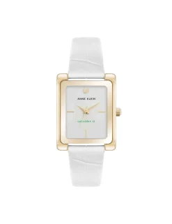 Best Anne Klein Consider It Rectangular Leather Band Watch