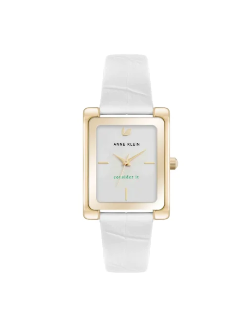 Best Anne Klein Consider It Rectangular Leather Band Watch