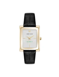 Best Anne Klein Consider It Rectangular Leather Band Watch
