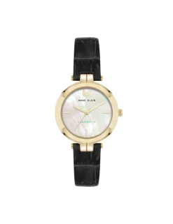 Flash Sale Anne Klein Consider It Round Leather Band Watch