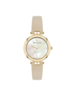 New Anne Klein Consider It Round Leather Band Watch