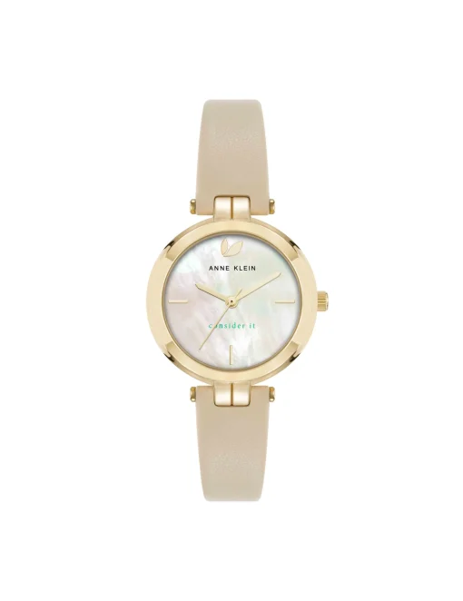 New Anne Klein Consider It Round Leather Band Watch