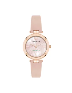 New Anne Klein Consider It Round Leather Band Watch