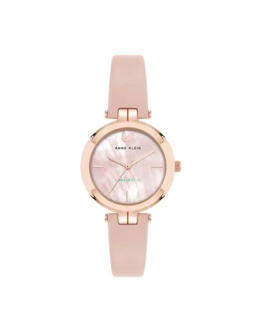 New Anne Klein Consider It Round Leather Band Watch