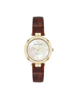 New Anne Klein Consider It Round Leather Band Watch