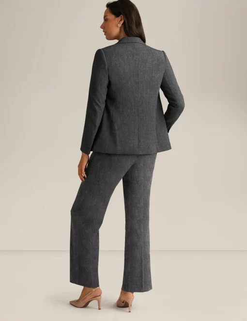 Shop Anne Klein Crossdye Stretch One Button Jacket Anne Black Multi