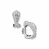 Cheap Anne Klein Crystal Pave Baguette Hoop Clip Earrings Silver-Tone