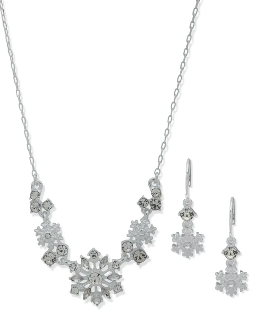 Sale Anne Klein Crystal Snowflake Necklace And Earring Set