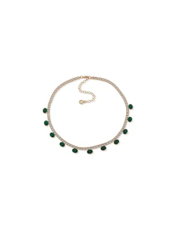 Shop Anne Klein Cup Chain Necklace With Emerald Stones