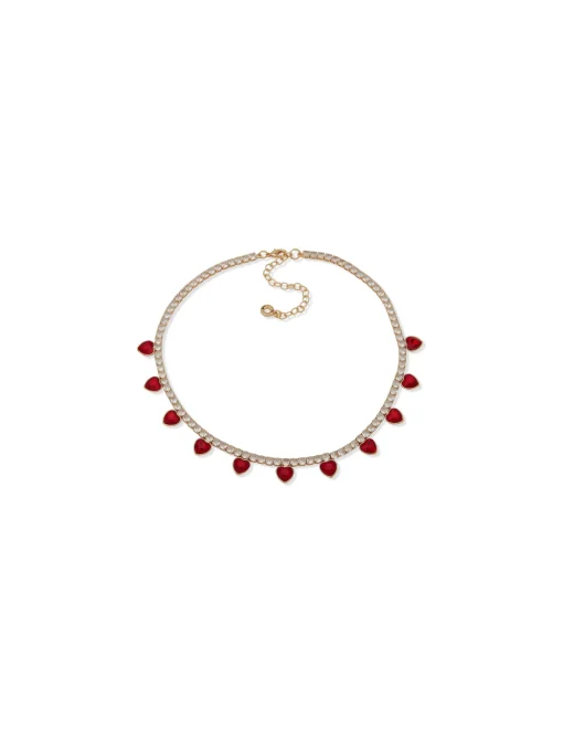 Discount Anne Klein Cup Chain Necklace With Siam Heart Stones
