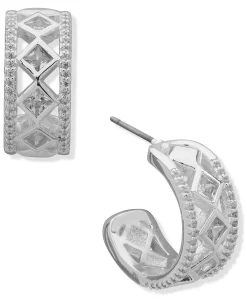 Store Anne Klein CZ C Hoop Earrings
