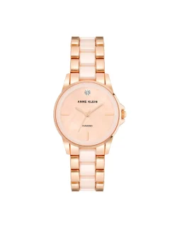 Sale Anne Klein Diamond Accented Ceramic Bracelet Watch Blush/Rose Gold-Tone