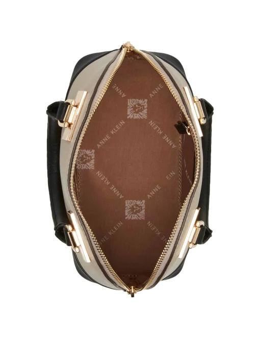 Best Sale Anne Klein Dome Satchel With Convertible Strap Timeless Taupe/Black