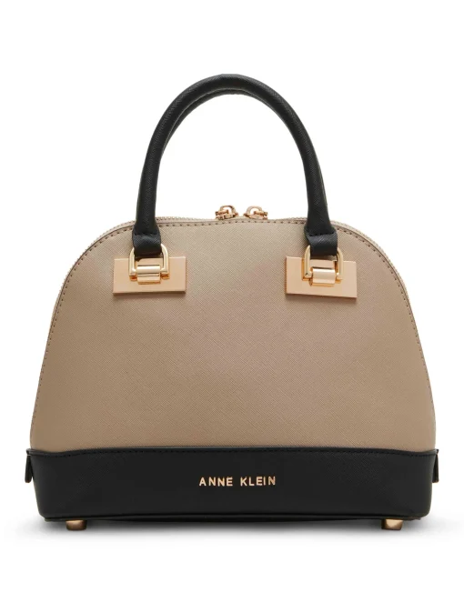 Best Sale Anne Klein Dome Satchel With Convertible Strap Timeless Taupe/Black