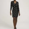 Fashion Anne Klein Dot Print Faux Wrap Dress Anne Black/Anne White