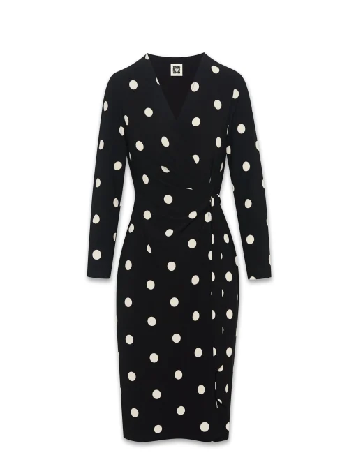 Fashion Anne Klein Dot Print Faux Wrap Dress Anne Black/Anne White