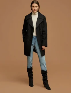 Cheap Anne Klein Double Breasted Wool Coat Black