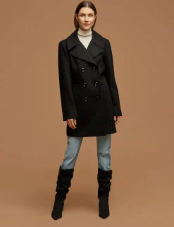 Cheap Anne Klein Double Breasted Wool Coat Black