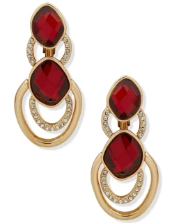 Clearance Anne Klein Double Drop Bezel Set Station Earring