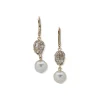Outlet Anne Klein Double Drop Crystal Faux Pearl Nugget Earrings