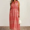 Clearance Anne Klein Drawstring Maxi Dress Hbscs Red/Pearl Wht