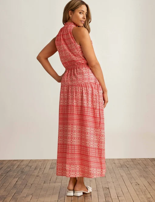 Clearance Anne Klein Drawstring Maxi Dress Hbscs Red/Pearl Wht