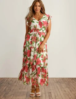 Shop Anne Klein Drawstring Waist Tiered Maxi Dress
