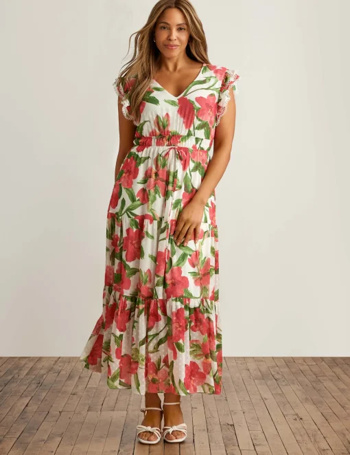 Shop Anne Klein Drawstring Waist Tiered Maxi Dress