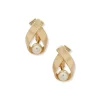 Cheap Anne Klein Drop With Faux Pearl Clip Earrings