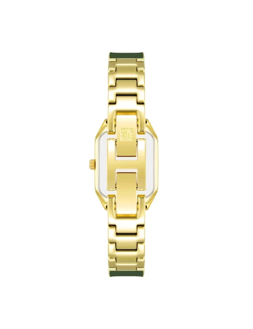 Shop Anne Klein Elegant Bangle Bracelet Watch Green/ Gold Tone