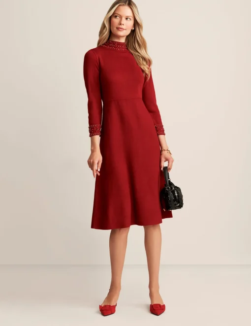 Outlet Anne Klein Embellished Mock Neck Dress