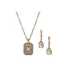 New Anne Klein Emerald Cut Stone Pendant Necklace And Earring Set