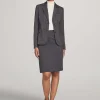 Discount Anne Klein Executive Collection Pinstripe Two Button Jacket With Pant And Skirt Charcoal/Bright White