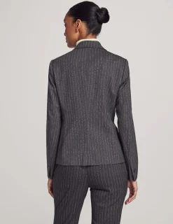 Discount Anne Klein Executive Collection Pinstripe Two Button Jacket With Pant And Skirt Charcoal/Bright White